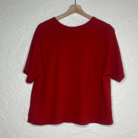 Eileen Fisher Women's Red Organic Cotton Rib Knit Crewneck Top Size Small - Picture 3 of 7